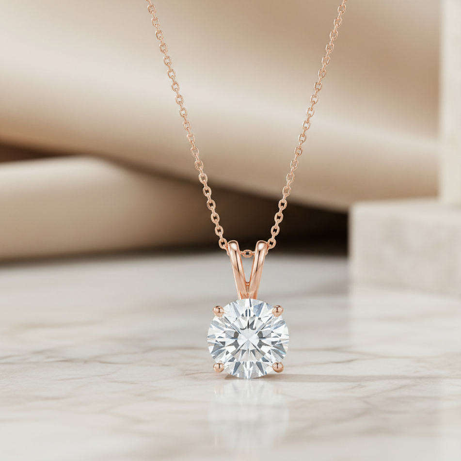 0.13 CT round cut diamond necklace – simple & timeless