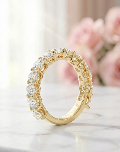 1.30 Ct Round Cut Lab-Grown Diamond Wedding Band – 14K Gold