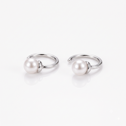 gold hoop earring with pearl​

