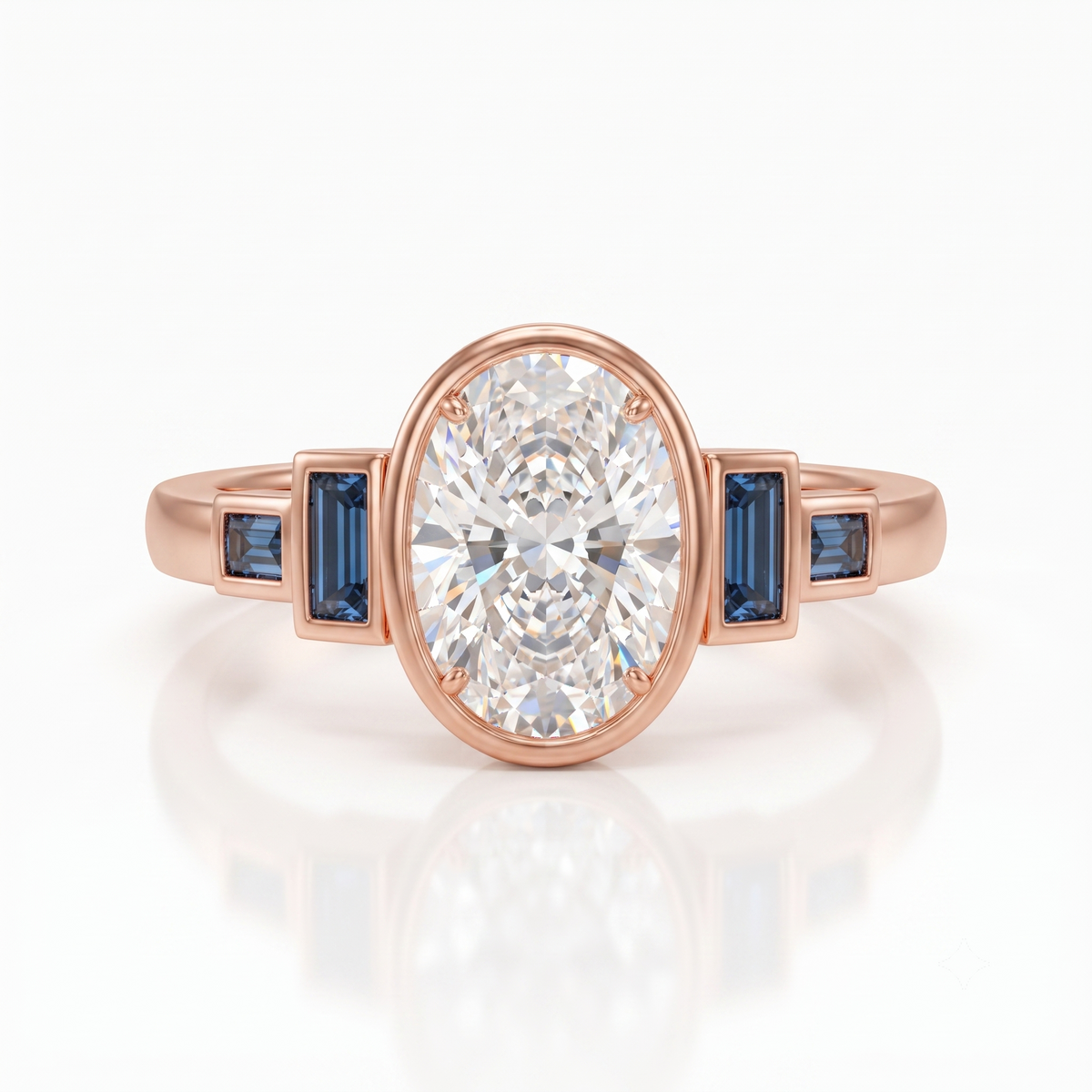 1.75 ct Oval Lab Grown Diamond Engagement Ring • Vintage Rose Gold Bezel Set Ring