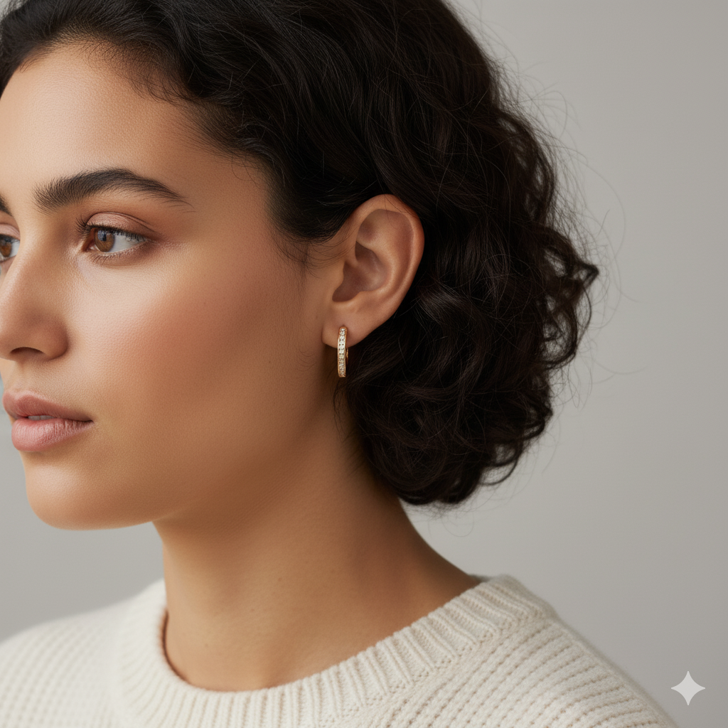 1/10ct Pavé-Set Lab-Grown Diamond Hoop Earrings