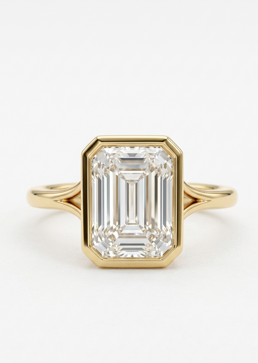 gold emerald cut engagement ring