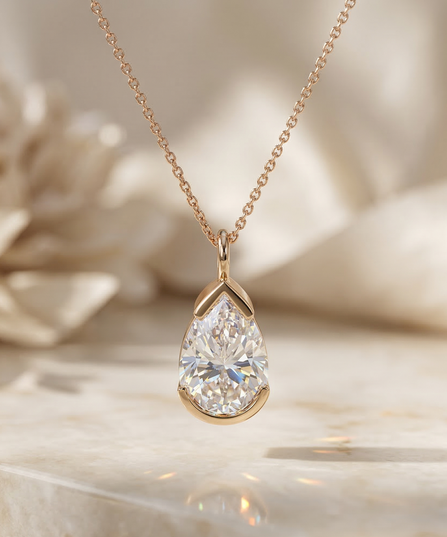 3.00 ct Pear Cut Lab Grown Diamond Pendant Necklace