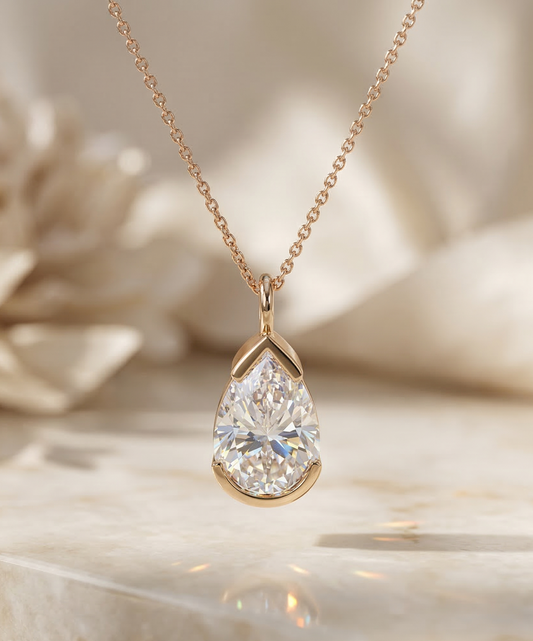 3.00 ct Pear Cut Lab Grown Diamond Pendant Necklace