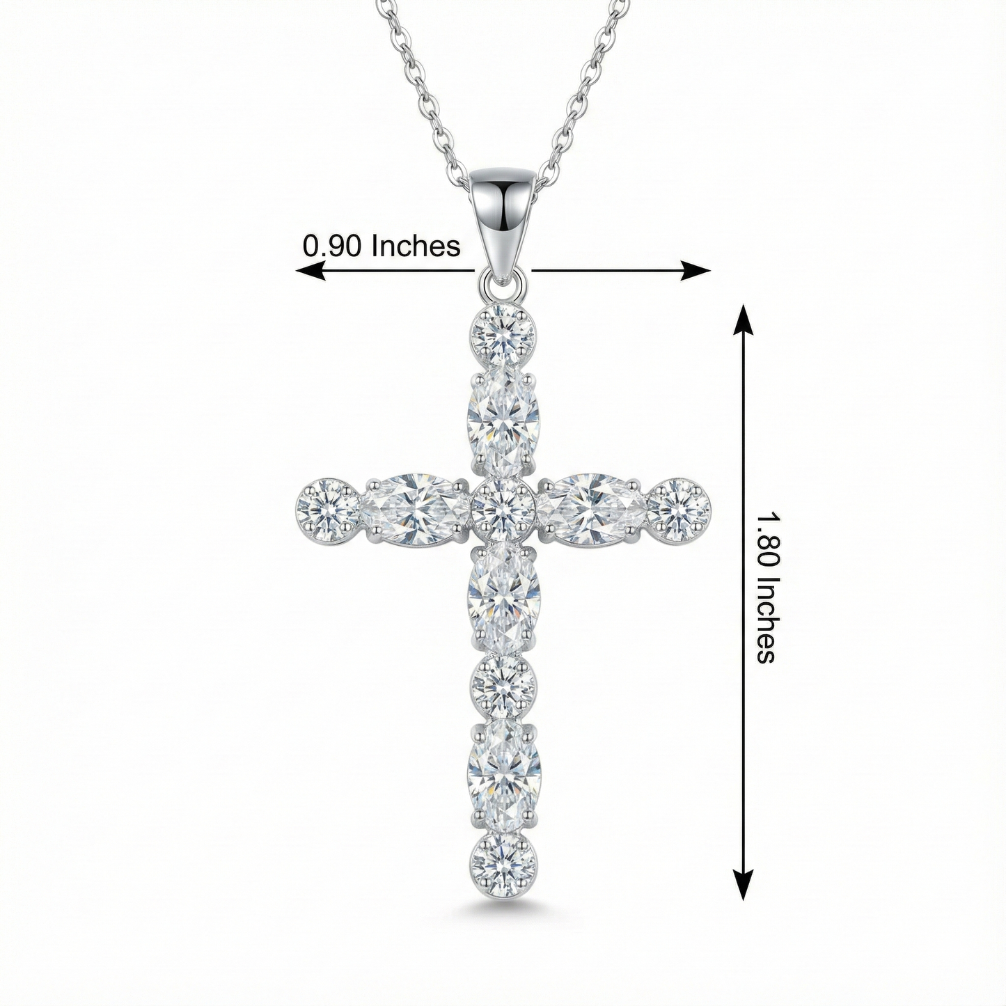 2.30ct Oval & Round cut Lab-Grown Cross Necklace
