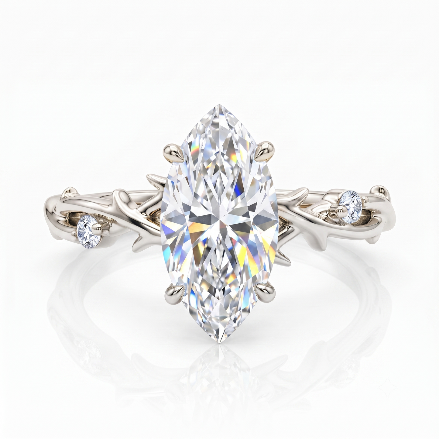 1.5CT Twig Marquise Cut Lab Grown Diamond Engagement Ring • 14K Rose Gold