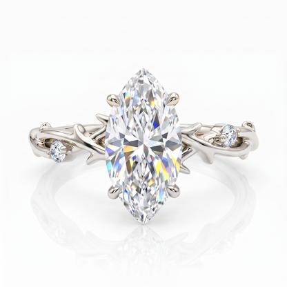 1.5CT Twig Marquise Cut Lab Grown Diamond Engagement Ring • 14K Rose Gold