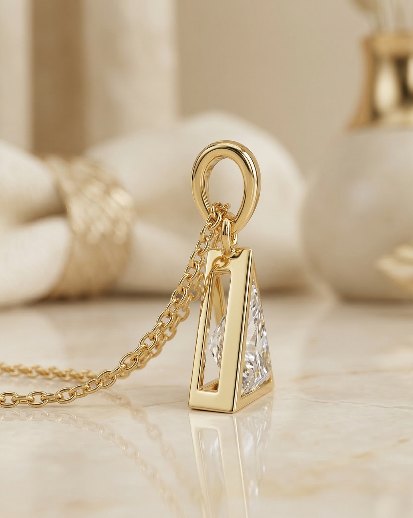 1 Carat Trilliant Cut Lab Grown Diamond Pendant Necklace