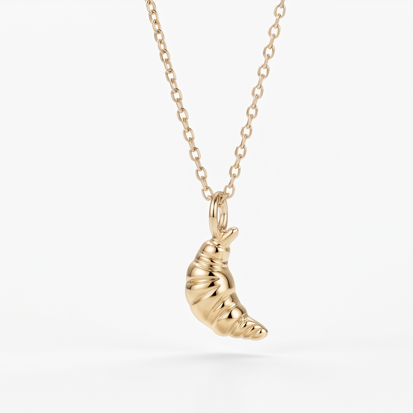 14K Gold Croissant Pendant Necklace