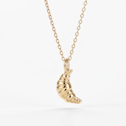 14K Gold Croissant Pendant Necklace