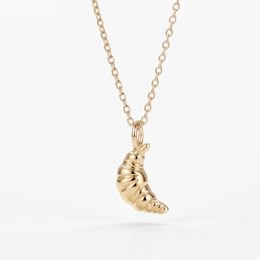 14K Gold Croissant Pendant Necklace