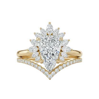 2.40 Ct Shield Cut Lab-Grown Halo Engagement Ring Set