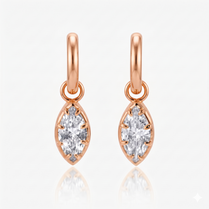 marquise hammered hoop earring