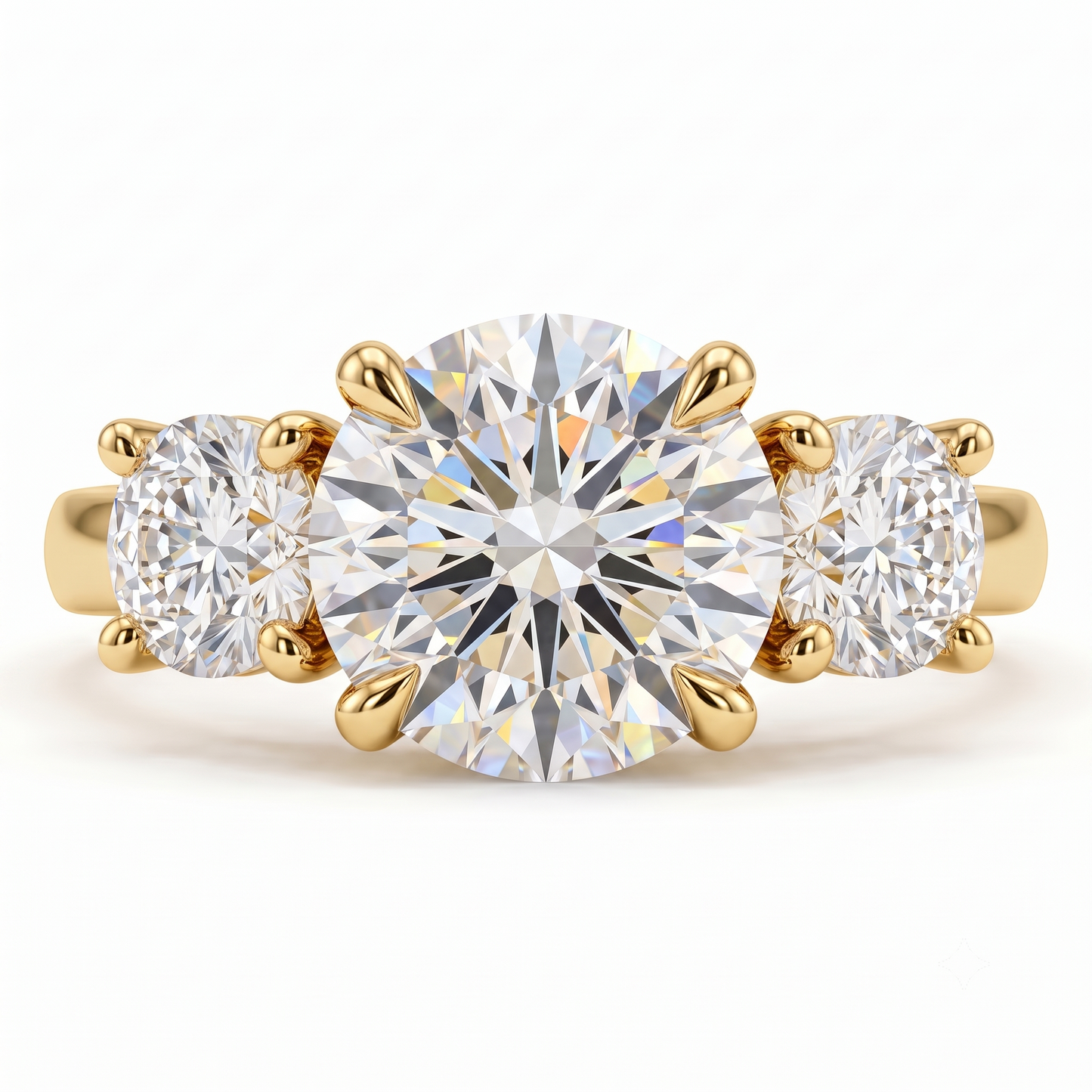 2.80 CT Round Lab Diamond Three Stone Engagement Ring