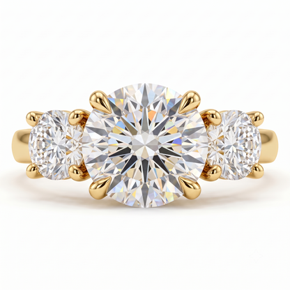 2.80 CT Round Lab Diamond Three Stone Engagement Ring
