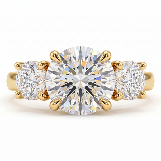 2.80 CT Round Lab Diamond Three Stone Engagement Ring