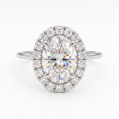1.0ct Oval Cut Halo Lab-Grown Engagement Ring