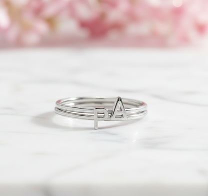 14K Solid Gold Custom Letter Ring – Inez Initial Minimal Ring