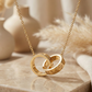 14K Gold Interlocking Rings Chain Necklace Pendant