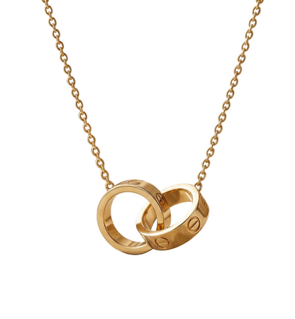 14K Gold Interlocking Rings Chain Necklace Pendant