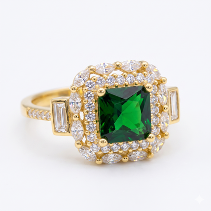 Cushion Cut Emerald Ring