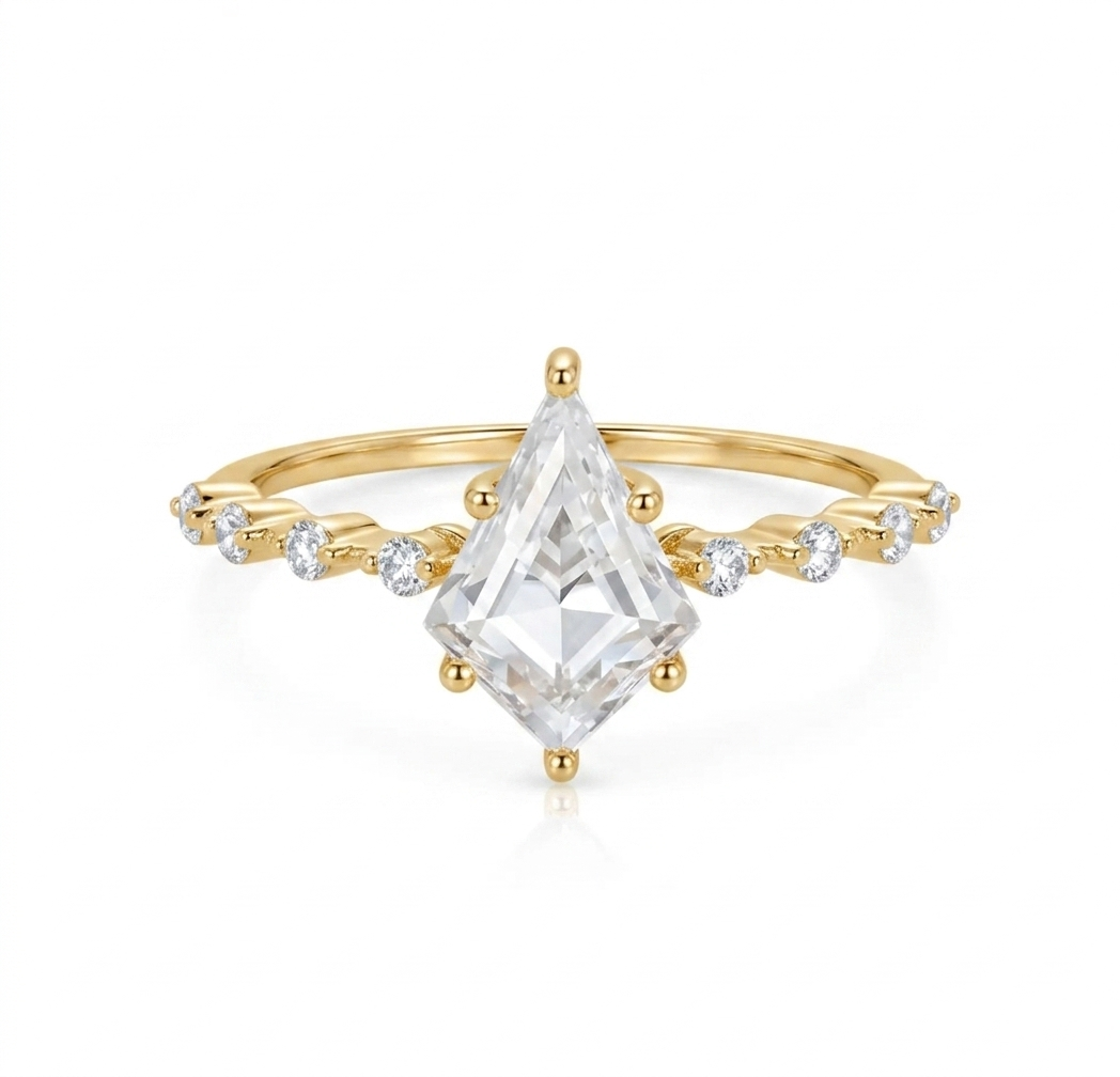 1.120ct Kite Lab Diamond Vintage Ring – Rose Gold