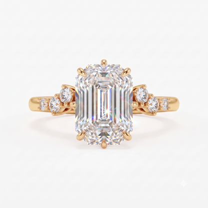 3.00ct Emerald cut moissanite engagement ring