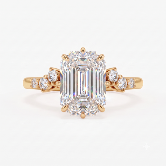 3.00ct Emerald cut moissanite engagement ring