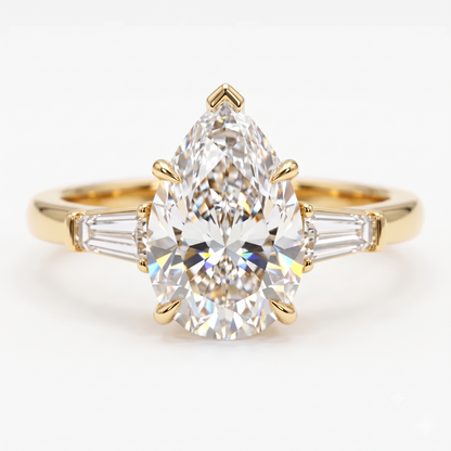 2.0ct Pear Shape Three Stone Lab-Grown Engagement Ring