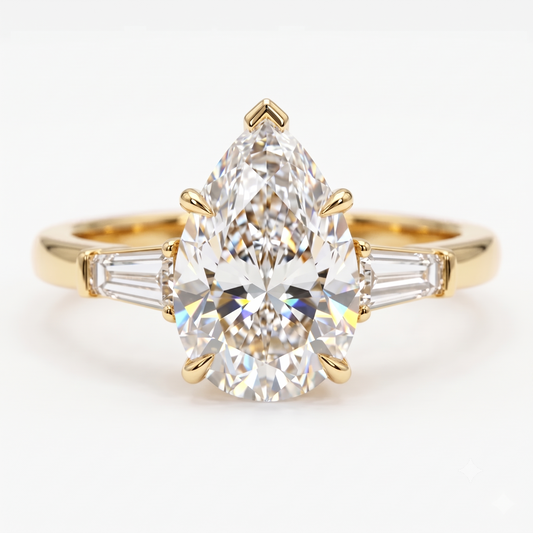 2.0ct Pear Shape Three Stone Lab-Grown Engagement Ring