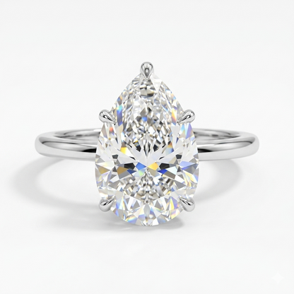 1.08 CT Pear Cut Lab Grown Diamond Solitaire Engagement Ring