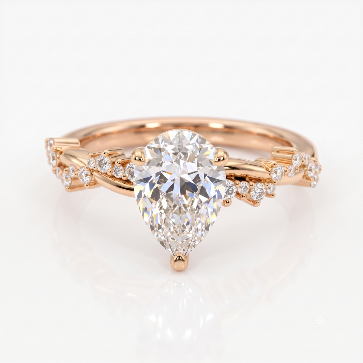 1.50ct Pear shaped Lab grown Diamond Infinity Engagement Ring
