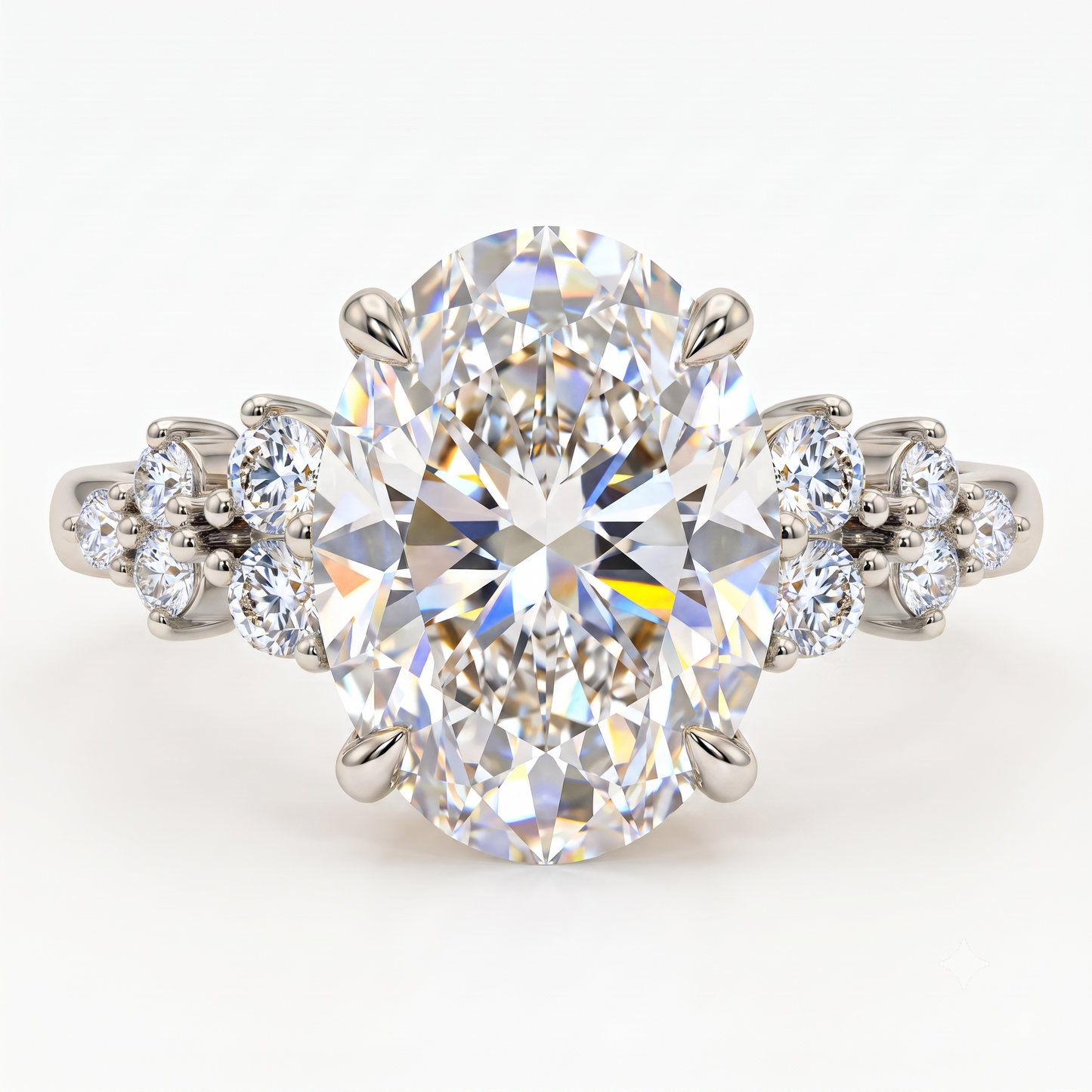 2.220 CT Oval Cut Lab Grown Diamond Cluster Engagement Ring