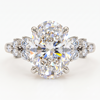 2.220 CT Oval Cut Lab Grown Diamond Cluster Engagement Ring