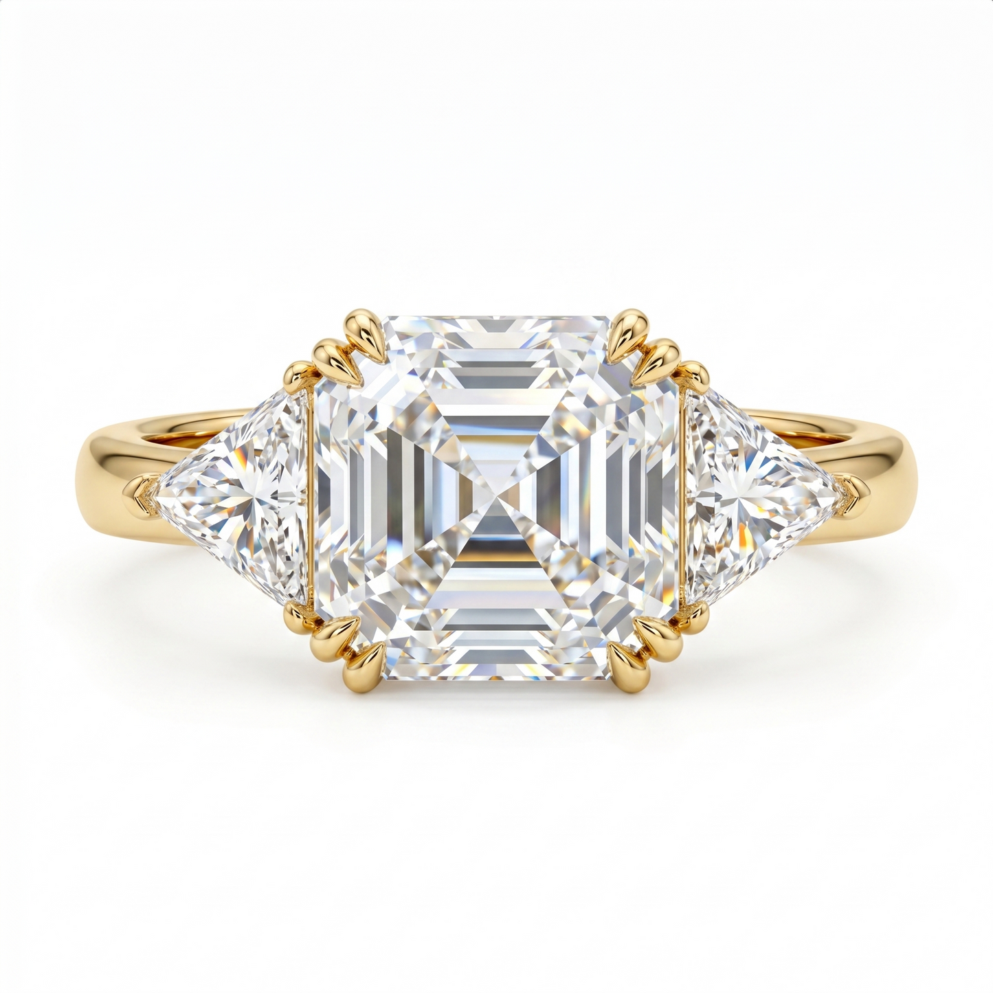 1.50CT Asscher Cut Three Stone Ring Lab-Grown Engagement Ring