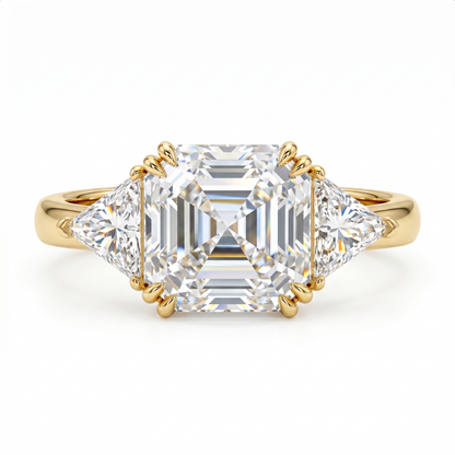 1.50CT Asscher Cut Three Stone Ring Lab-Grown Engagement Ring