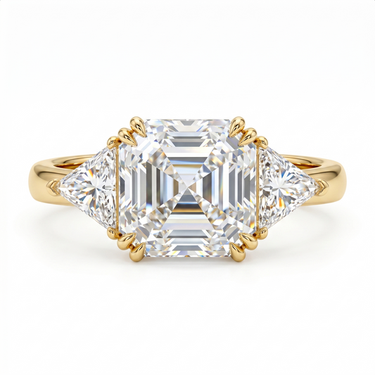 1.50CT Asscher Cut Three Stone Ring Lab-Grown Engagement Ring