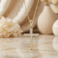 0.580 ct Moissanite Cross Pendant - Princess Cut Tennis Necklace