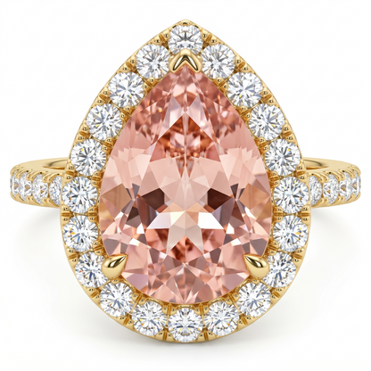 2.00Ct Pear Morganite Halo Women's Engagement Ring 14k Rose Gold