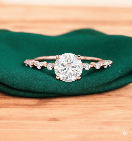1.120 ct Round Cut Lab Grown Diamond Engagement Ring • Classic Solitaire or Halo Bridal Ring