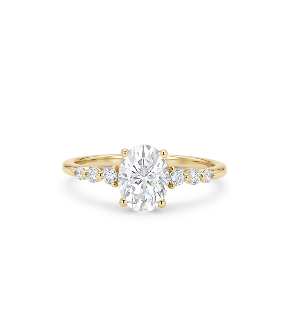 1.5CT Oval Cut Lab Grown Diamond Engagement Ring, Bridal Promise