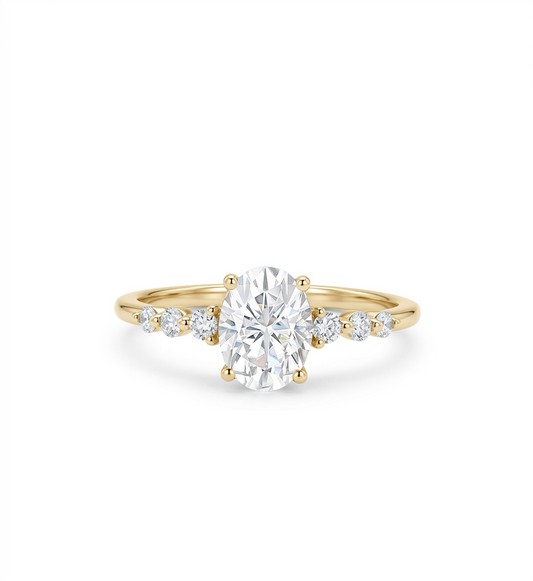 1.5CT Oval Cut Lab Grown Diamond Engagement Ring, Bridal Promise