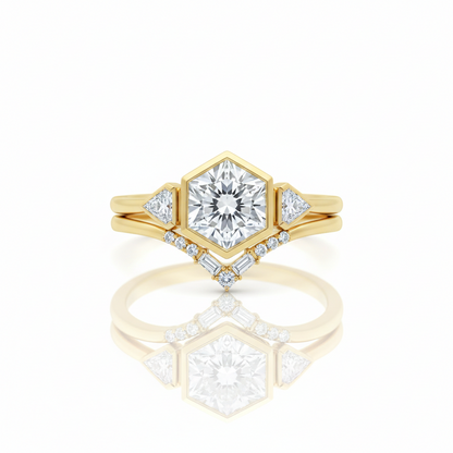 1.60 Ct Hexagon Lab Grown Diamond Bezel Engagement Ring