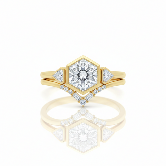 1.60 Ct Hexagon Lab Grown Diamond Bezel Engagement Ring