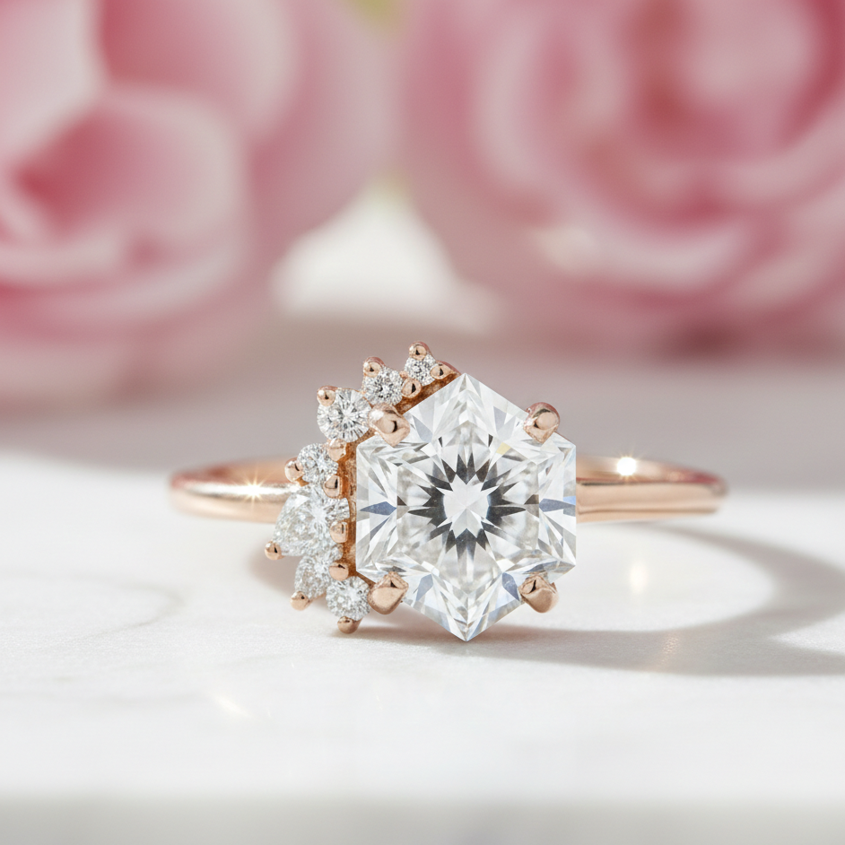 1.700ct Hexagon Lab Grown Diamond Engagement Ring