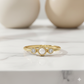 14K Solid Gold Pearl Lab Grown Diamond Ring • Dainty Stacking Ring