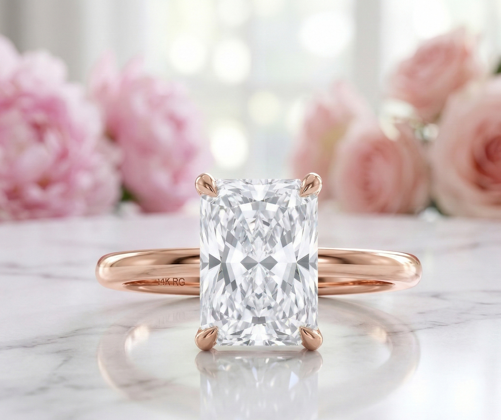 gold radiant cut engagement rings​

