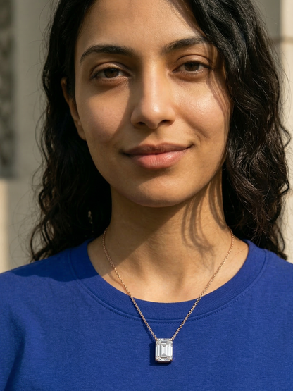 2 Ct Emerald Cut Lab Diamond Necklace