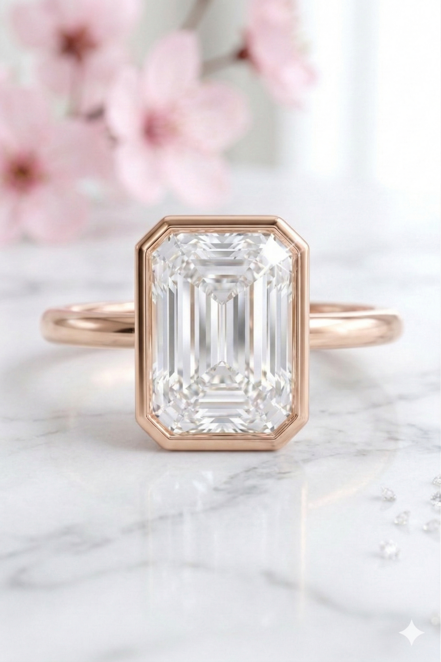 2 CT Emerald Cut Lab Diamond Bezel Engagement Ring