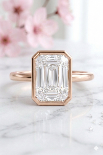 2 CT Emerald Cut Lab Diamond Bezel Engagement Ring